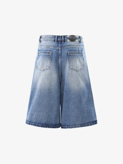 Button-Fly Baggy Denim Shorts 