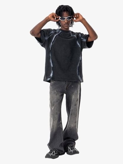 Retro Structured Panels T-Shirt 