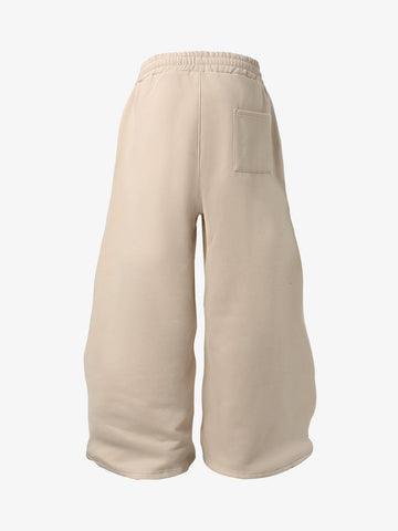 Retro Fleece-Lined Color-Block Letter Print Baggy Pants 