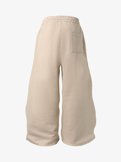 Retro Fleece-Lined Color-Block Letter Print Baggy Pants 