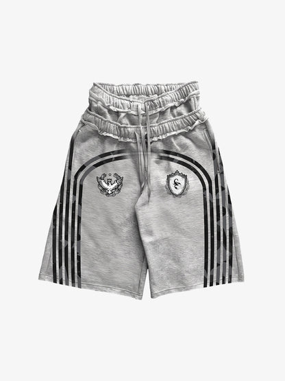 West Coast Letter Graphic Double-Waist Shorts