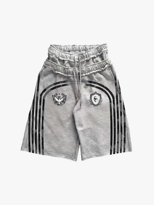 West Coast Letter Graphic Double-Waist Shorts