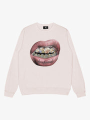 Streetwear Hip-Hop Gold Mouth Print Sweatshirt 