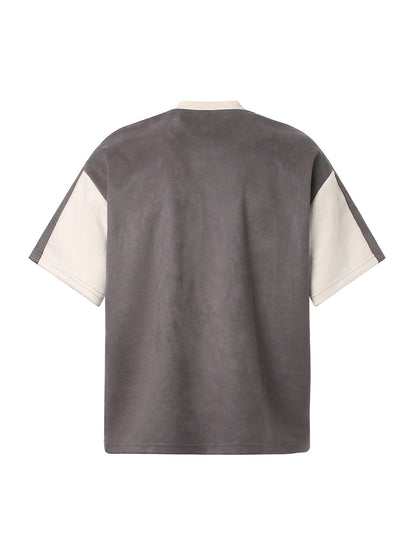 Jersey Deconstructed Contrast Color Stitching Print T-shirt - 2407 