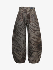 Leopard Tiger Curved-Leg Jeans 
