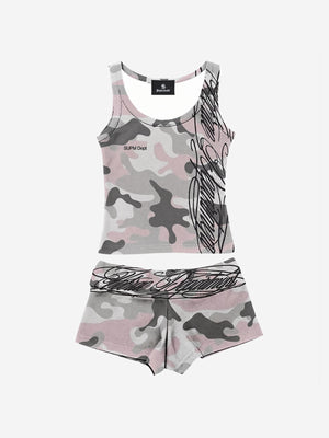 Y2K Camo Graffiti Tank Set 