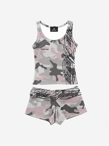 Y2K Camo Graffiti Tank Set 