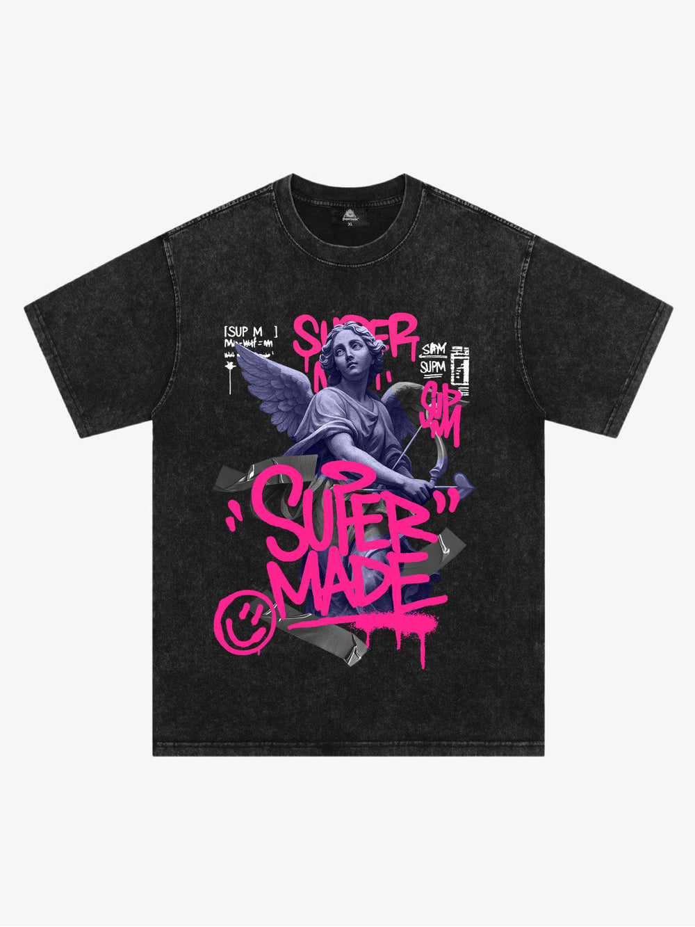 Street Pink Lucky Angel Graphic Design T-Shirt 