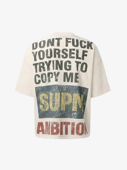 Oversized Graphic T-Shirt with Bold Statement Print and Vintage Art Design 