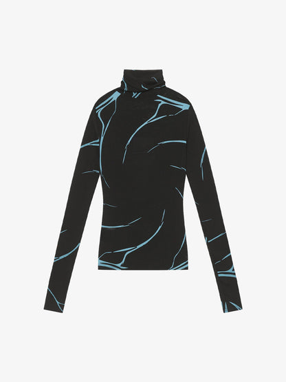 Thesupermade Dark Style Printed Slim Mesh Long-sleeved T-shirt 