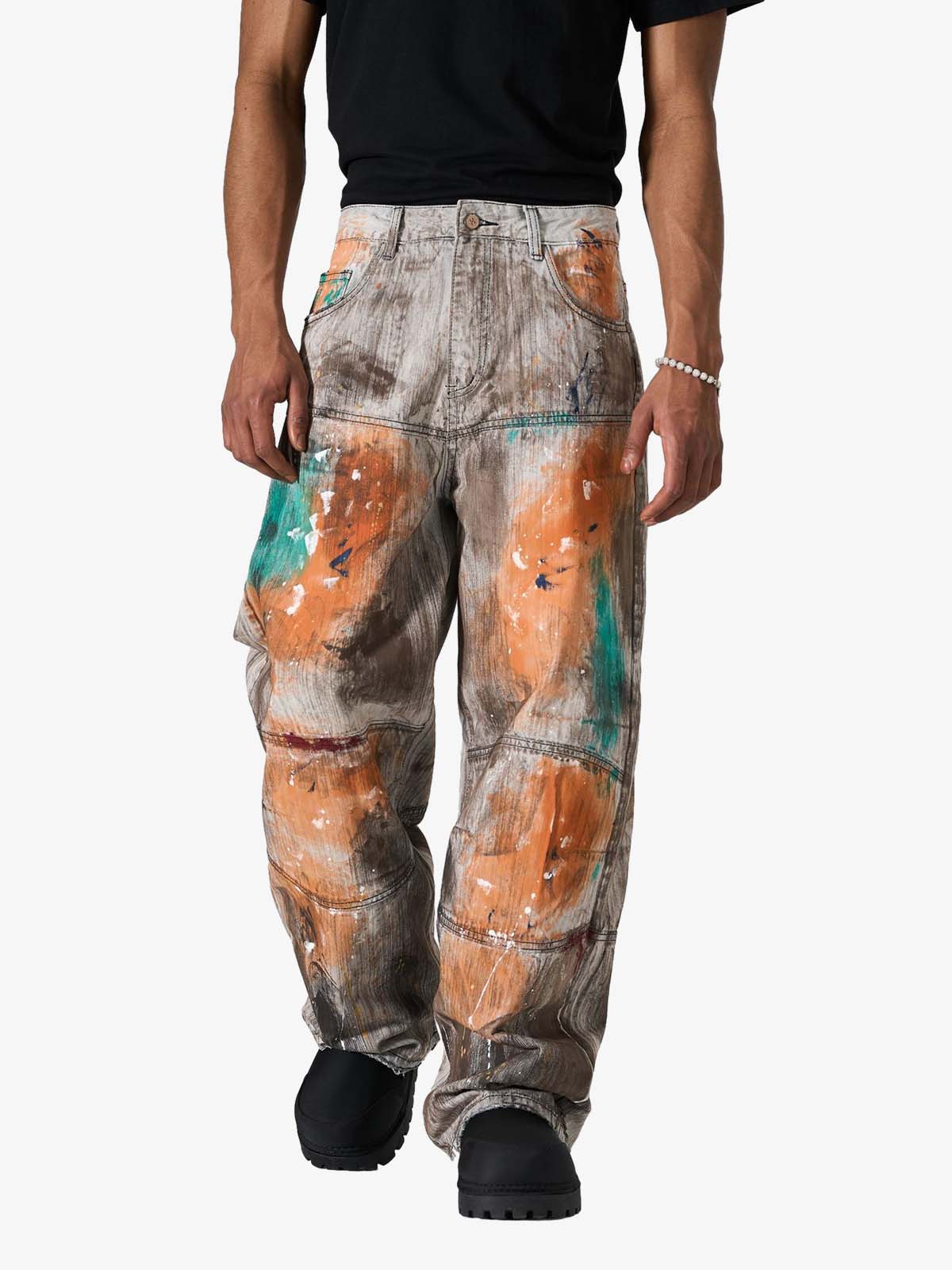 Abstrac Paint-Splattered Panel Jeans 