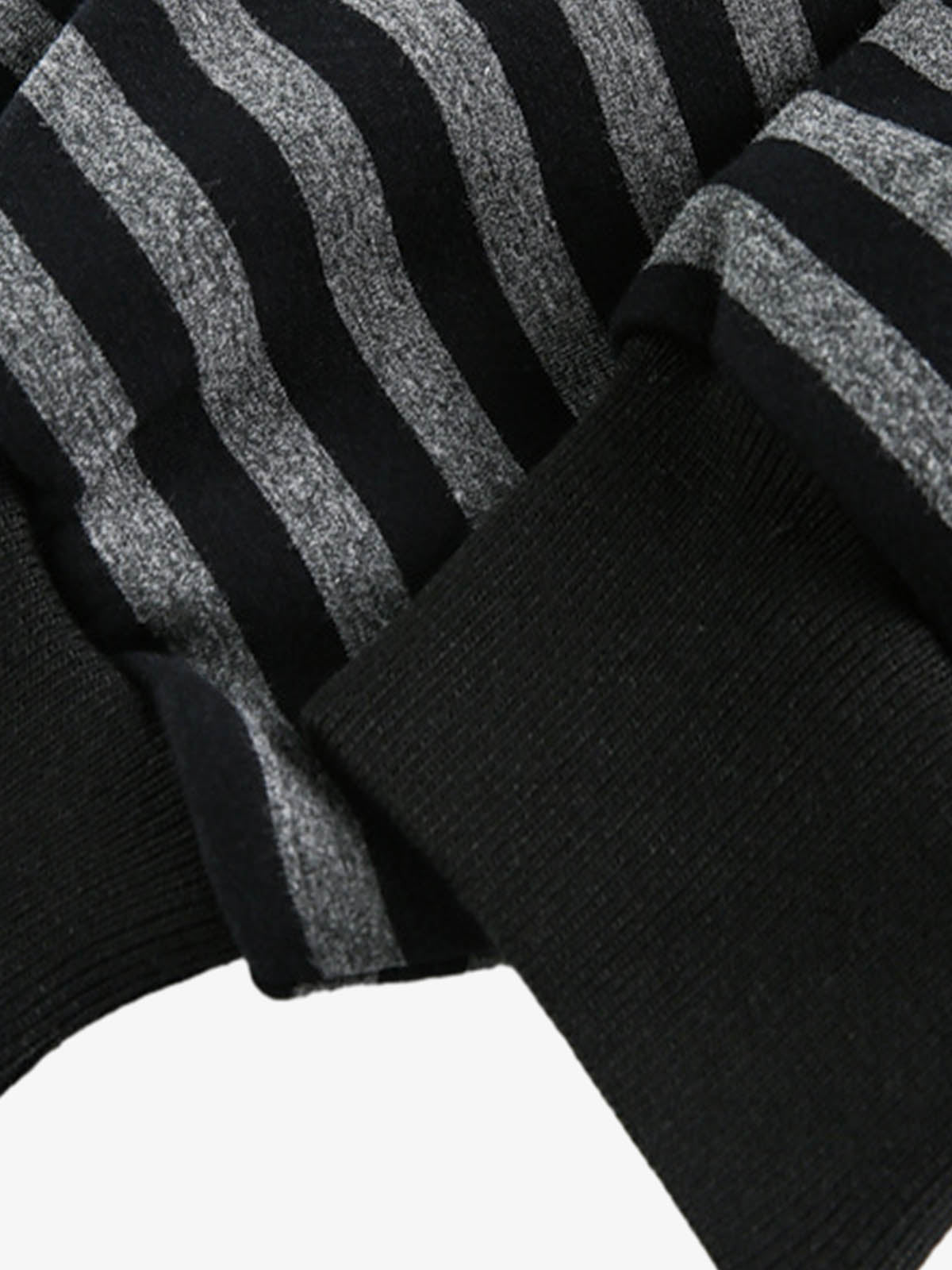 Thesupermade Detachable Fur Collar Striped Hooded Sweatshirt 