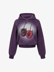 Cherry Graphic Cropped Hoodie