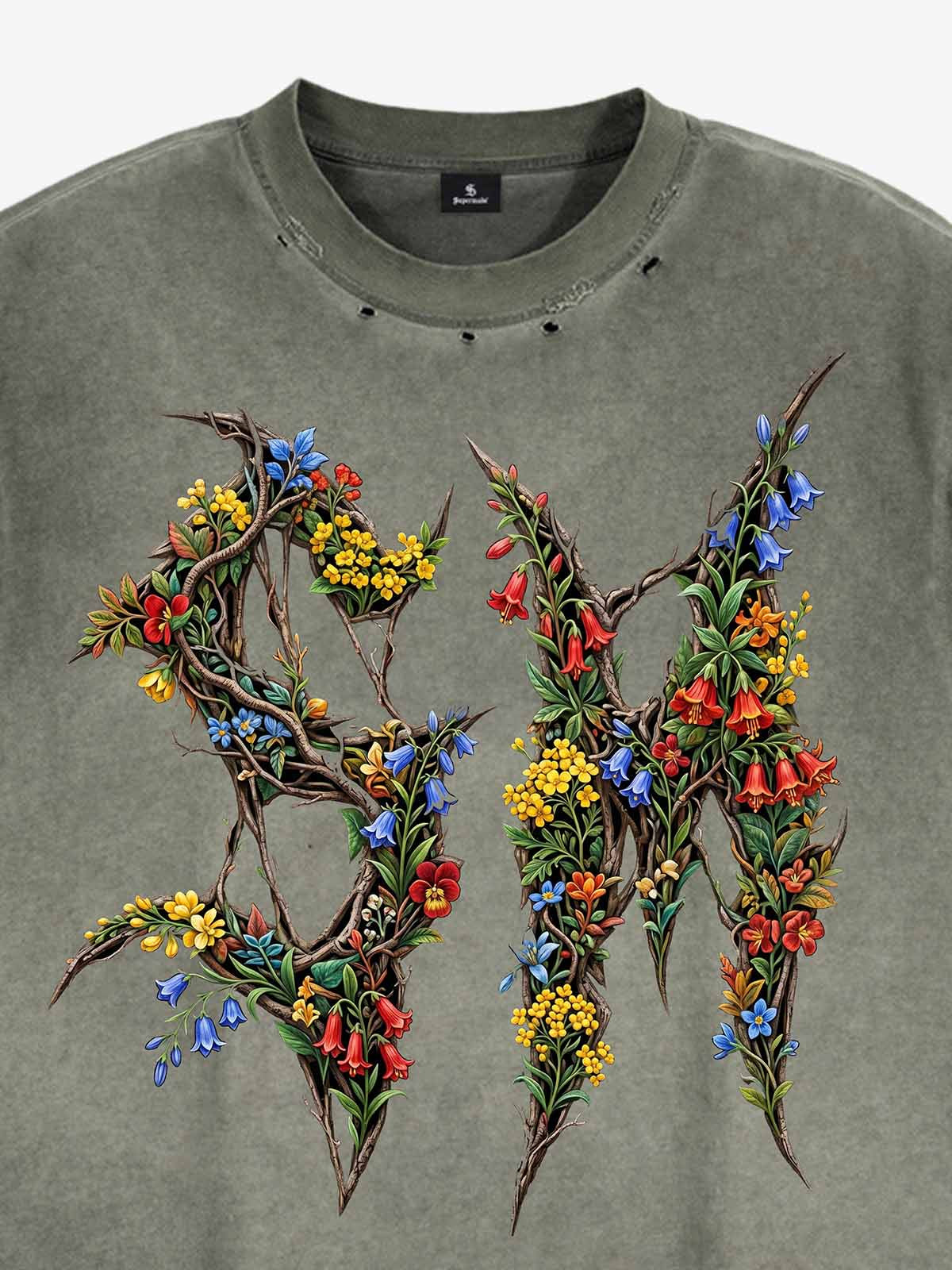 Washed Floral Graphic Sleeveless T-Shirt 