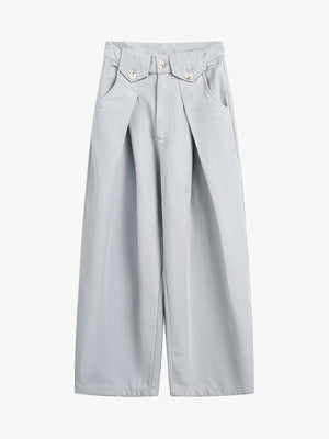 Stylish High-Waisted Wide Leg Trousers with Button Detail for Women 