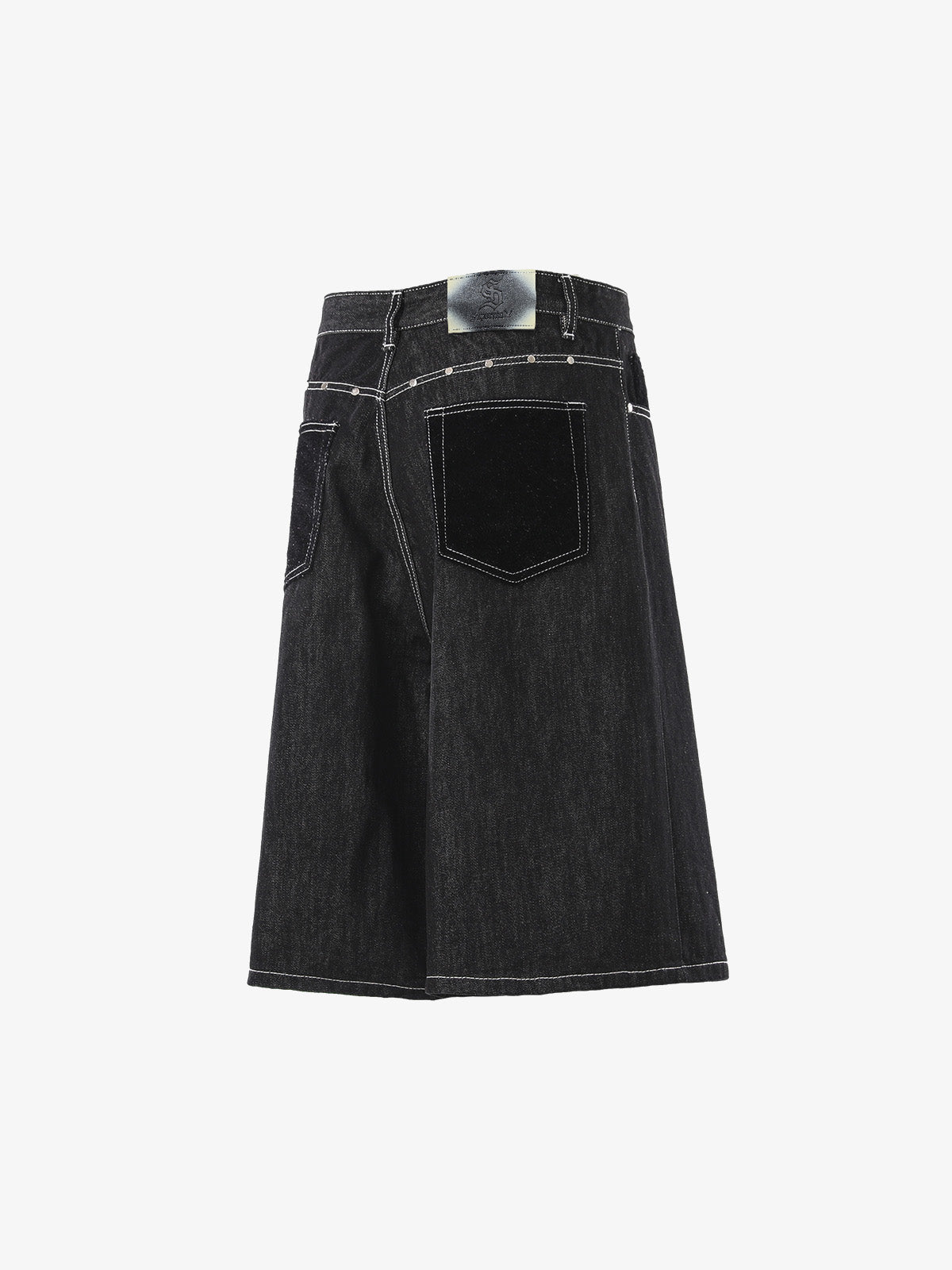 Vintage Contrast Stitch Wide Leg Denim Jorts 