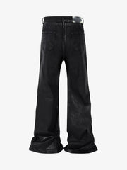 Thesupermade Black Wax Coated Flare Jeans - 2212 