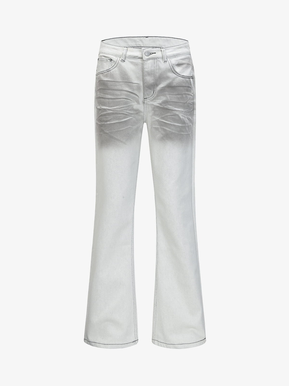 Retro Utility Dirty Wash Whisker Detail Flare Jeans 