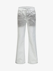 Retro Utility Dirty Wash Whisker Detail Flare Jeans 