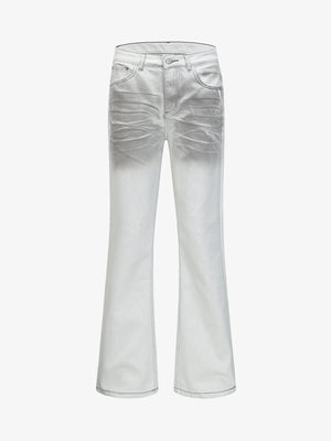 Stylish Silver Gradient Flare Jeans for Women - Perfect for Trendy Outfits 