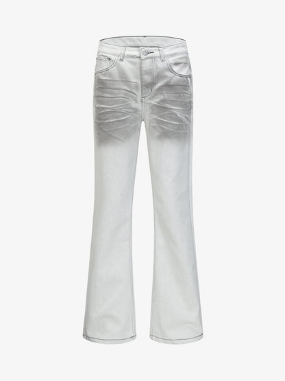 Stylish Silver Gradient Flare Jeans for Women - Perfect for Trendy Outfits 