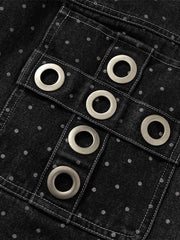 Polka Dot Denim Cargo Shorts
