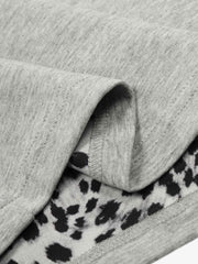Leopard Trim Half Zip Polo T-Shirt 