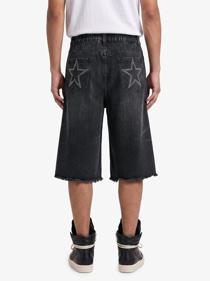 Raw Hem Star Rhinestone Jorts