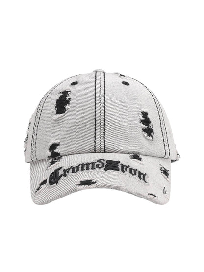 Distressed Letter Embroidery Baseball Cap 