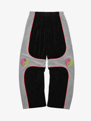 Tai Chi Embroidered Panelled Fleece Sweatpants