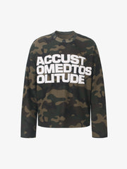 Camo Letter Foam Graphic Waffle Long Sleeve Tee