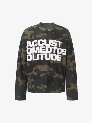 Camo Letter Foam Graphic Waffle Long Sleeve Tee