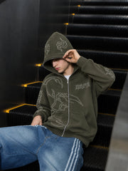 Rhinestone Scorpion Graphic Zip Hoodie