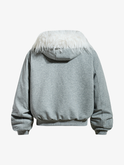 Faux Fur Trim Zip-Up Coat