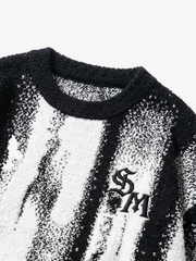 Abstract Portrait Graphic Jacquard Knit Sweater