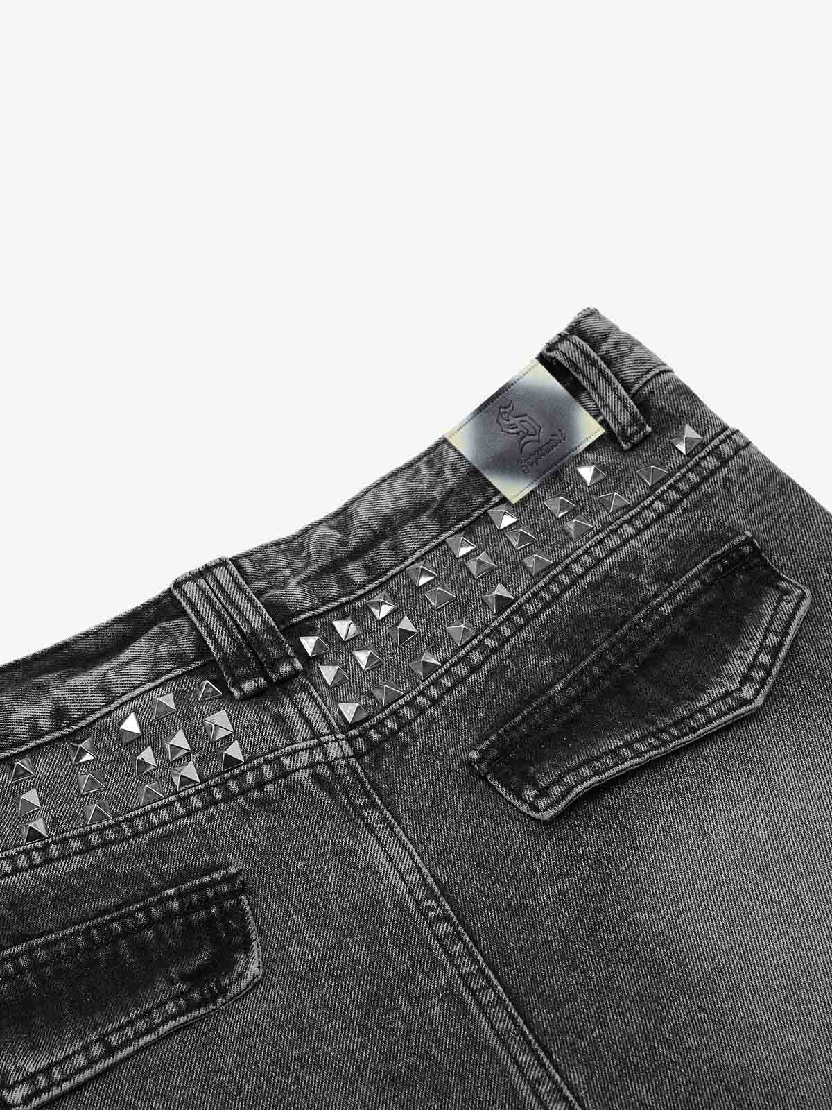 Stacked Flared Ripped Washed Pants 