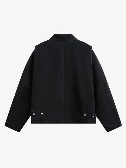 Zip Front Shirt Collar Boxy Jacket