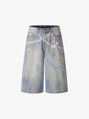 Street Painting Graffiti Denim Jorts 