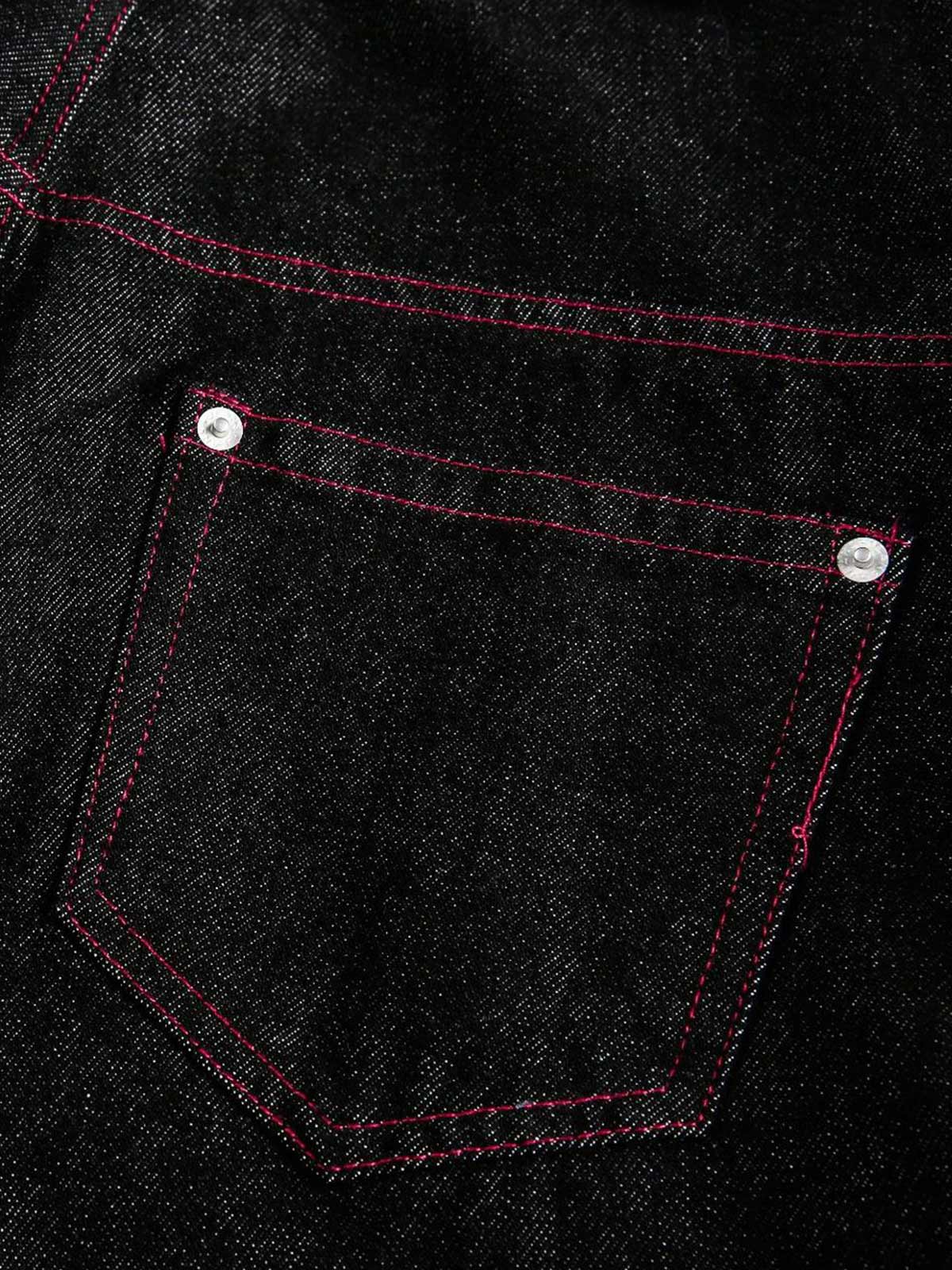 Street Culottes Red Stitching Barrel Jeans 