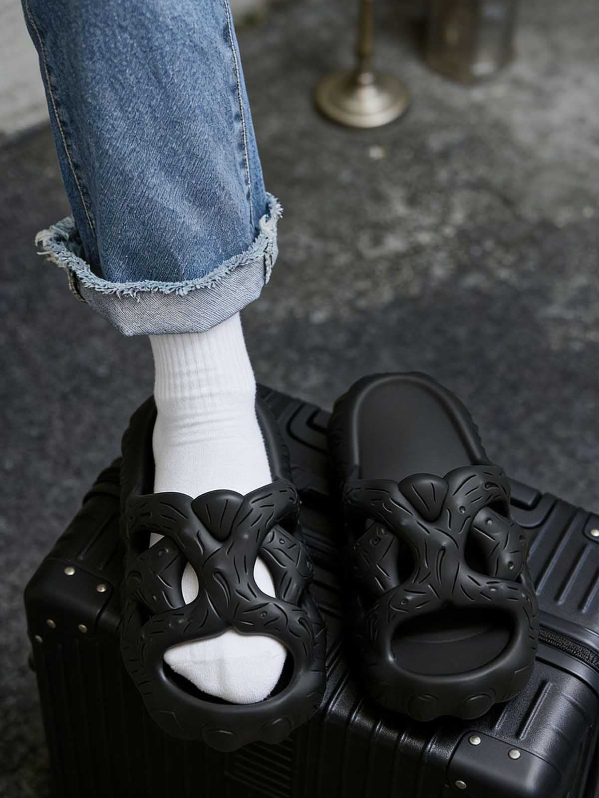 Eco-Friendly Rubber Tree Design Slides for Men and Women - Lightweight, Comfortable, Outdoor & Indoor Use 