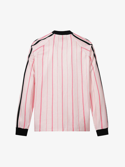 Long-Sleeve Striped Sports Jersey with Bold Arabic Calligraphy Design 