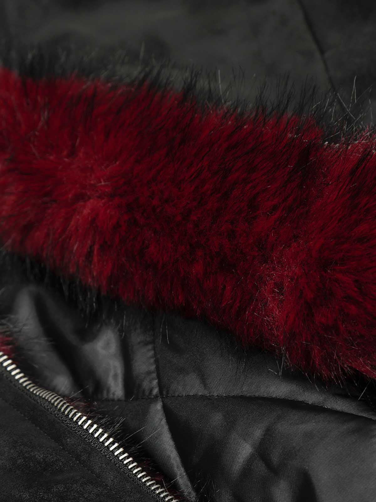 Retro Suede Faux Fur Collar Fleece Zip Up Bomber Jacket 