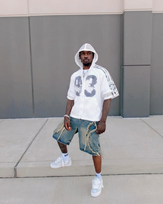 Short en jean délavé effet vieilli Thesupermade High Street-2100