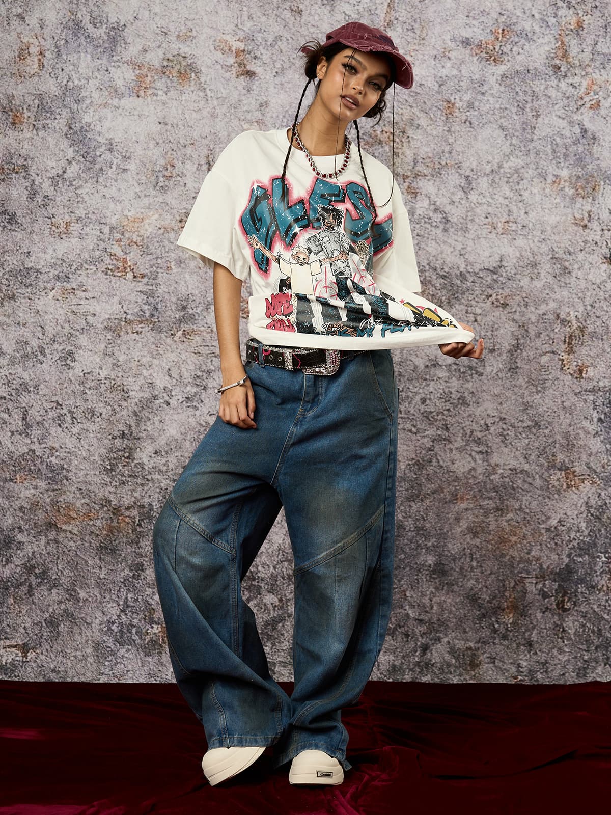 Dirty Dye Baggy Barrel Jeans 