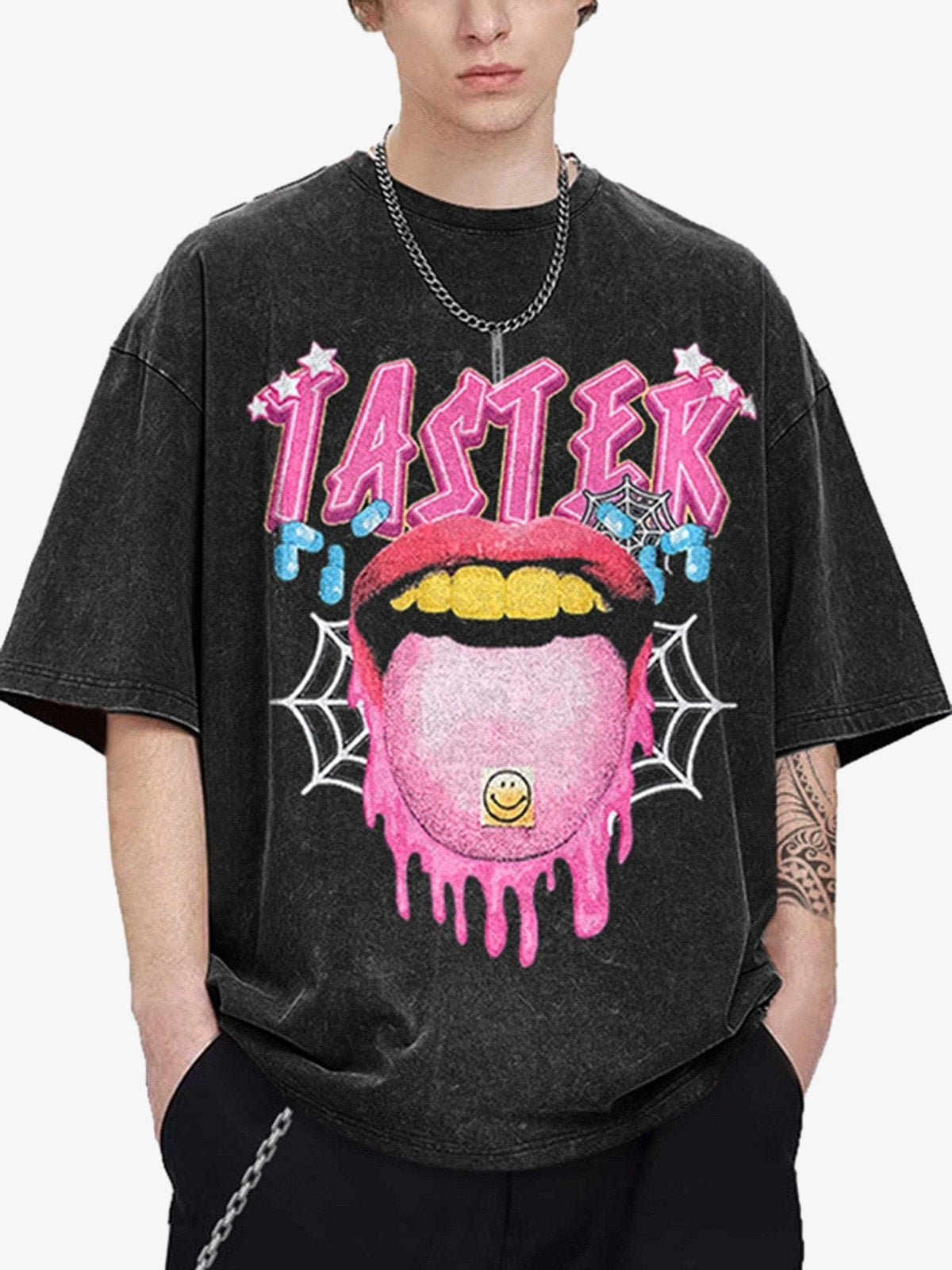 Thesupermade Creative Fun Big Tongue Print T-shirt - 2086 