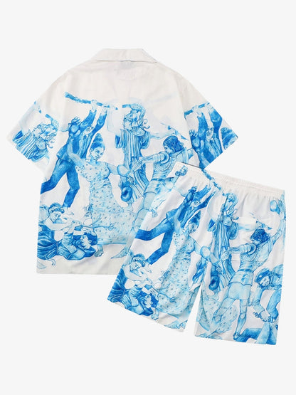 Rebels Printed Rap Beach Shirts Short Sets 