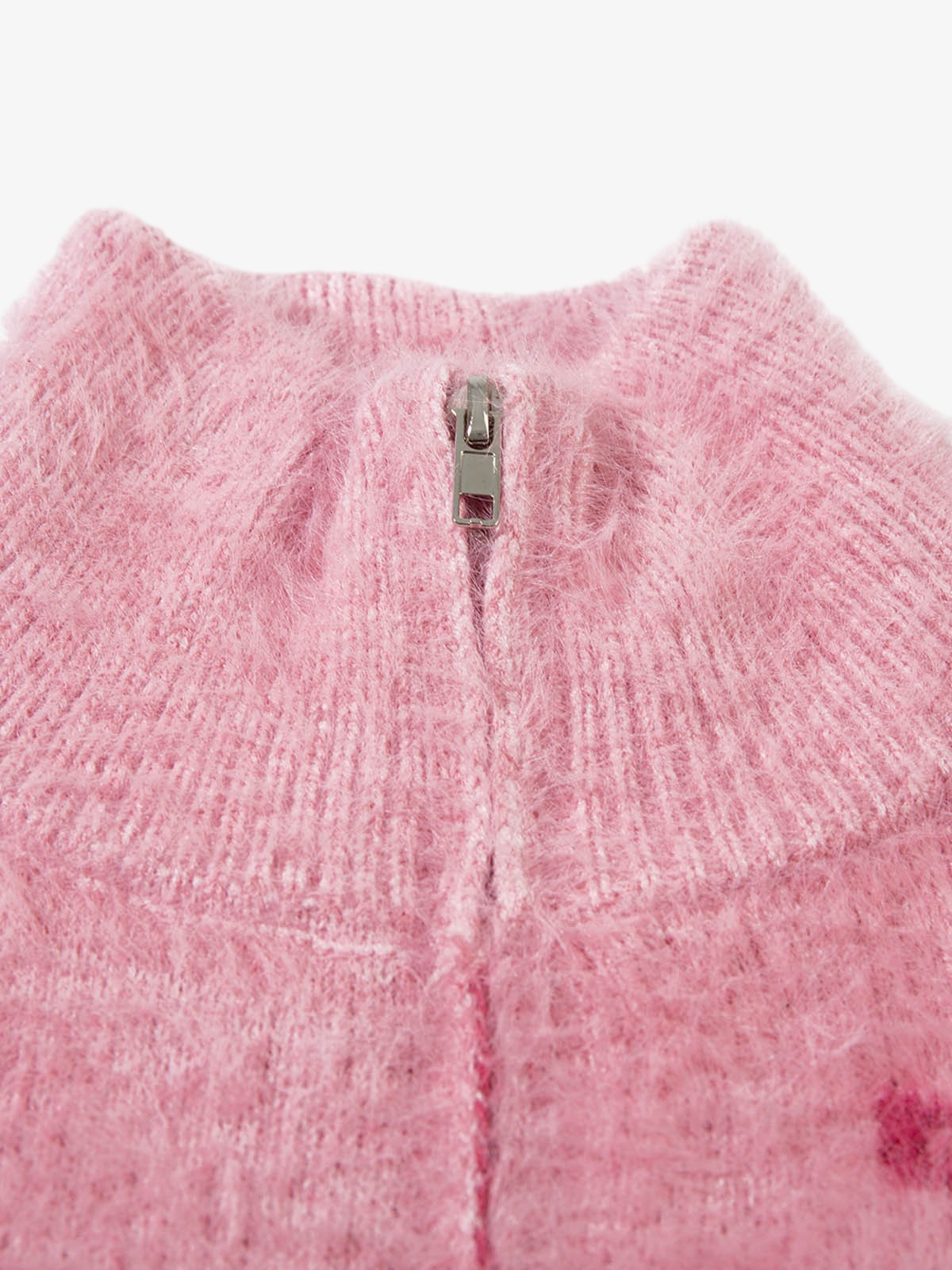 Thesupermade Graffiti Faux Mink Fur Zip Up Sweater 