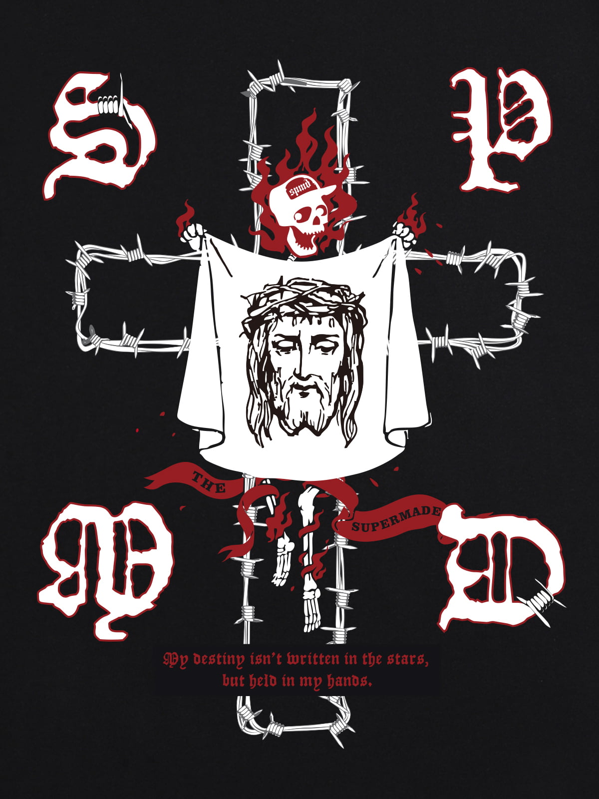 Original Skull and Jesus  Print T-Shirt 