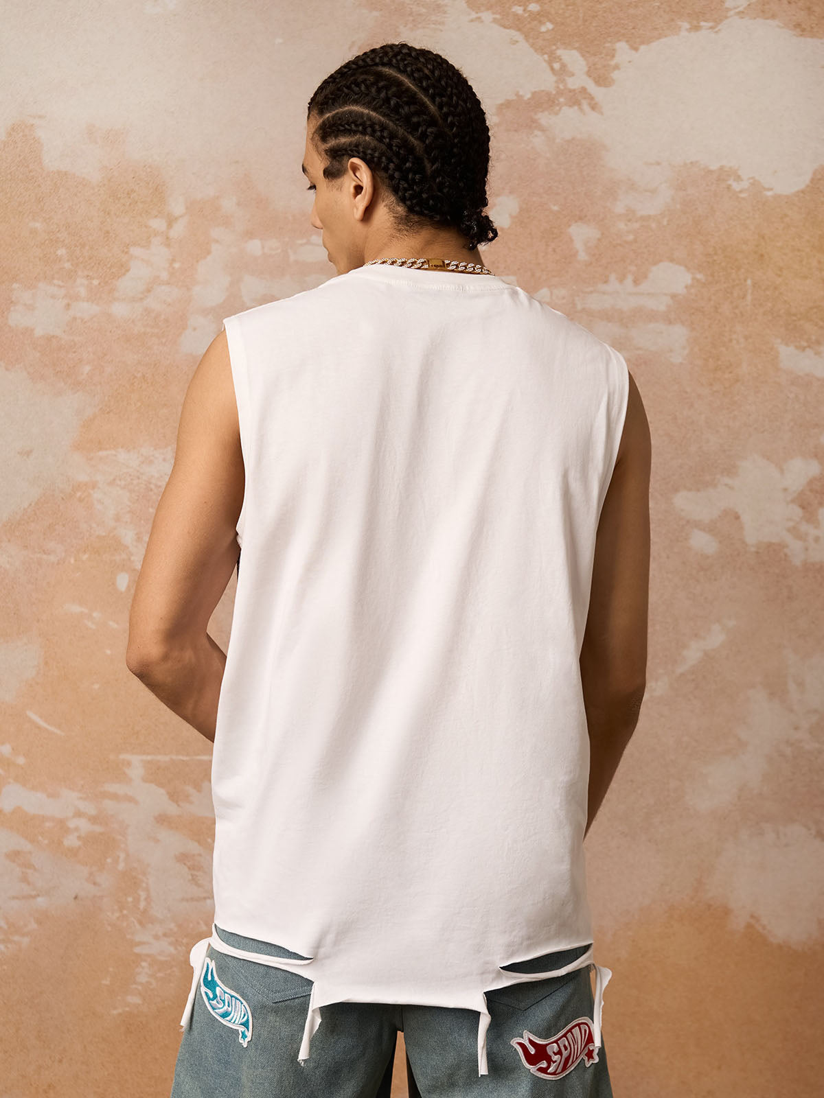 Retro Tattered Print Vest 