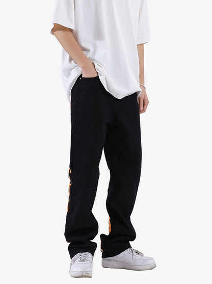 Thesupermade Burning Text Embroidered Letters Jeans -1478 